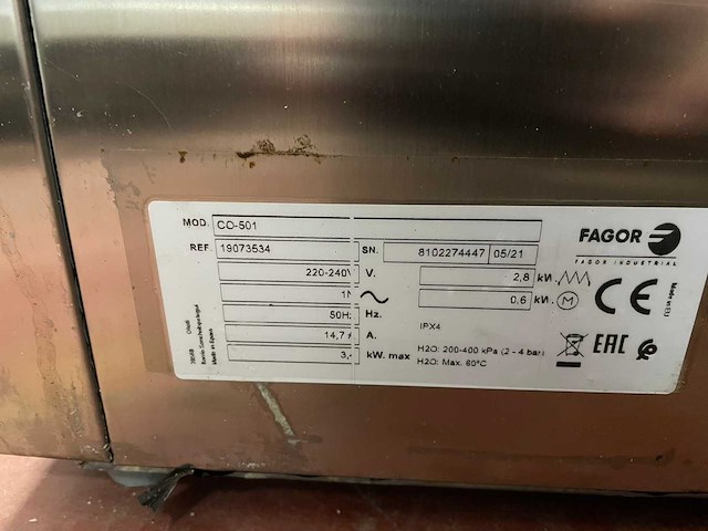 Fagor - co-501 - korvenvaatwasmachine - afbeelding 5 van  5