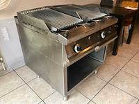 Fagor gas grill- en bakplaat, voorzien van 2 bakzones en onderkast - afbeelding 2 van  4