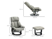 Fainer met massagefunctie, tv-stoel met zijvak, kunstleer, grijs - afbeelding 4 van  9