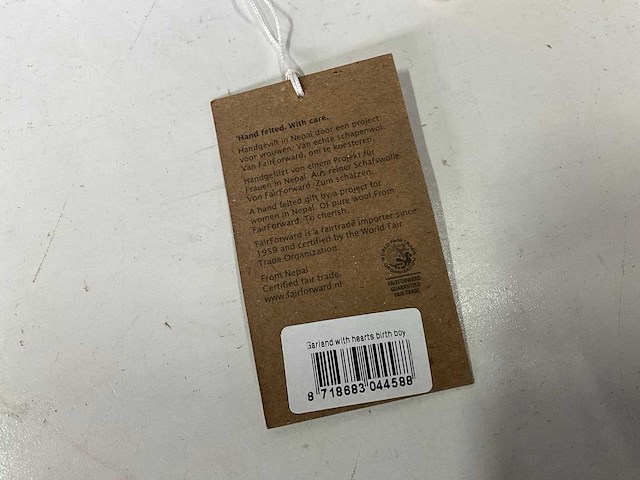 Fair forward fairtrade handgemaakte hartjes hanger wol (55x) - afbeelding 4 van  6
