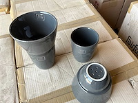 Fair trade 2-delige koffie maker ‘cha’ grijs keramiek (79x) - afbeelding 5 van  6
