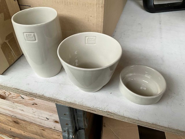 Fair trade 3-delige koffie maker ‘cha’ keramiek creme (30x) - afbeelding 3 van  8