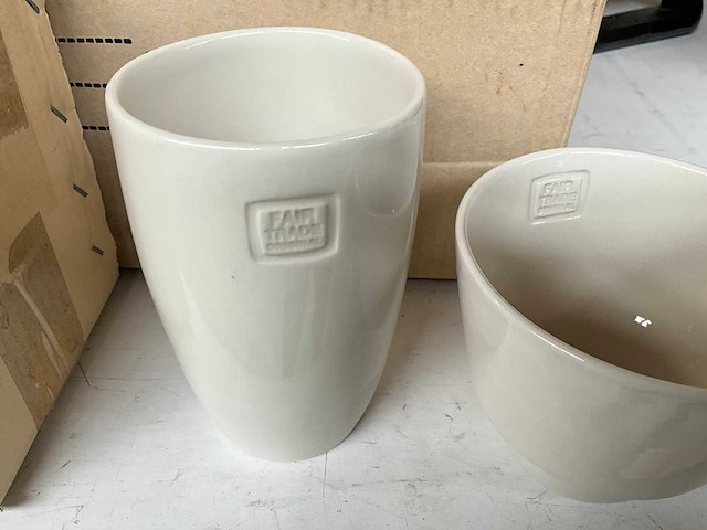 Fair trade 3-delige koffie maker ‘cha’ keramiek creme (30x) - afbeelding 5 van  8