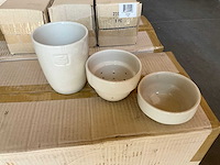 Fair trade 3-delige thee maker ‘cha’ creme keramiek (13x) - afbeelding 1 van  5