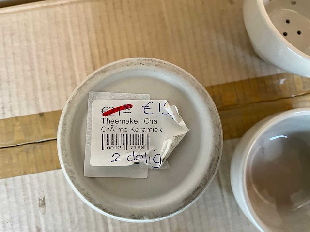 Fair trade 3-delige thee maker ‘cha’ creme keramiek (13x) - afbeelding 5 van  5