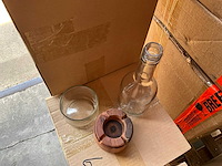 Fair trade 3-delige theelichthouder fles glas/hout +/- 30 cm hoog (64x) - afbeelding 5 van  5