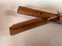 Fair trade houten pollepel set van 2 (23x) - afbeelding 4 van  7