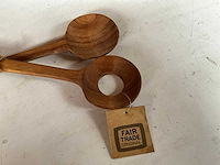 Fair trade houten pollepel set van 2 (23x) - afbeelding 5 van  7