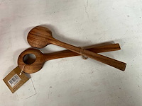 Fair trade houten pollepel set van 2 (23x) - afbeelding 6 van  7