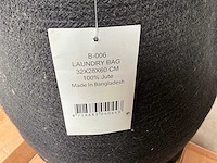 Fair trade jute laundry bag zwart 32 x 28 x 60cm (29x) - afbeelding 5 van  6