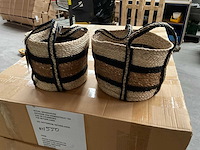 Fair trade jute mand hogla beige/zwart ?25 x 21 cm hoog (49x) - afbeelding 1 van  6