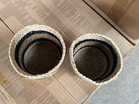 Fair trade jute mandje hogla beige/zwart ø15 x 15cm hoog (40x) - afbeelding 4 van  7