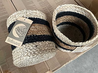 Fair trade jute mandje hogla beige/zwart ø15 x 15cm hoog (40x) - afbeelding 5 van  7