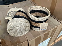 Fair trade jute mandje hogla beige/zwart ø15 x 15cm hoog (40x) - afbeelding 6 van  7