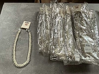 Fair trade kralen ketting crème/zilverkleur (68x)