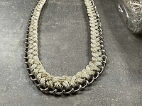 Fair trade kralen ketting crème/zilverkleur (68x) - afbeelding 3 van  6