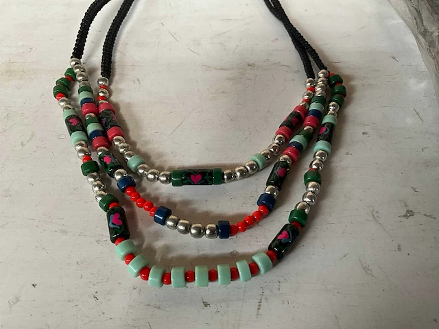 Fair trade kralen ketting multicolor (62x) - afbeelding 3 van  6