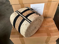 Fair trade mand beige/zwart jute-hogla +/- ø35 x 28 cm hoog (36x) - afbeelding 9 van  9
