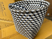 Fair trade mand graphic taupe/zwart plastic +/- ø36 x 35 cm hoog (30x) - afbeelding 3 van  6