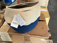 Fair trade mand/handtas jute crème/blauw (20x) - afbeelding 1 van  5