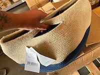 Fair trade mand/handtas jute crème/blauw (20x) - afbeelding 3 van  5