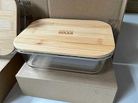 Fair trade (oven) schaal 900ml met bamboe deksel (75x) - afbeelding 2 van  5