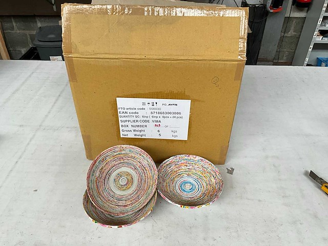 Fair trade schaal ?20cm van gerecycled papier (40x) - afbeelding 2 van  8