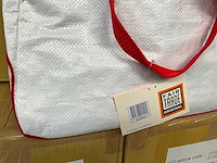 Fair trade schouder/handtas +/- 48 x 15 x 30 cm wit-rood (36x) - afbeelding 4 van  7