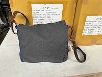 Fair trade schoudertas textiel grijs/blauw (39x) - afbeelding 1 van  10