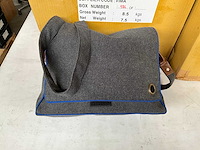 Fair trade schoudertas textiel grijs/blauw (39x) - afbeelding 6 van  10