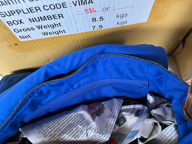 Fair trade schoudertas textiel grijs/blauw (39x) - afbeelding 8 van  10