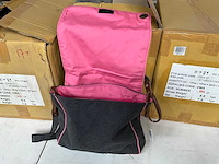 Fair trade schoudertas textiel grijs/roze +/- 30 x 8 x 25 cm (67x) - afbeelding 6 van  9