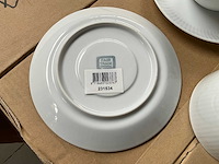 Fair trade set kop en schotel met dessin porselein wit (140x) - afbeelding 3 van  3