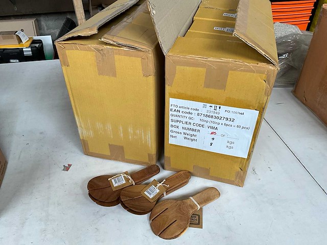 Fair trade sla bestek set acacia hout (120x) - afbeelding 2 van  6