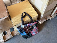 Fair trade tas met rits, textiel ruit motief (24x) - afbeelding 2 van  7