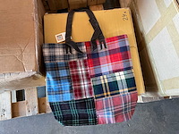 Fair trade tas met rits, textiel ruit motief (24x) - afbeelding 3 van  7