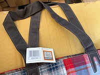 Fair trade tas met rits, textiel ruit motief (24x) - afbeelding 5 van  7