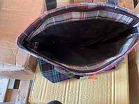 Fair trade tas met rits, textiel ruit motief (24x) - afbeelding 7 van  7