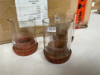 Fair trade theelichthouder ‘chako’ 10,3 cm hout/glas (95x) - afbeelding 3 van  6