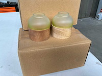 Fair trade theelichthouder hout/glas (16x) - afbeelding 1 van  5