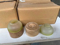 Fair trade theelichthouder hout/glas (16x) - afbeelding 2 van  5