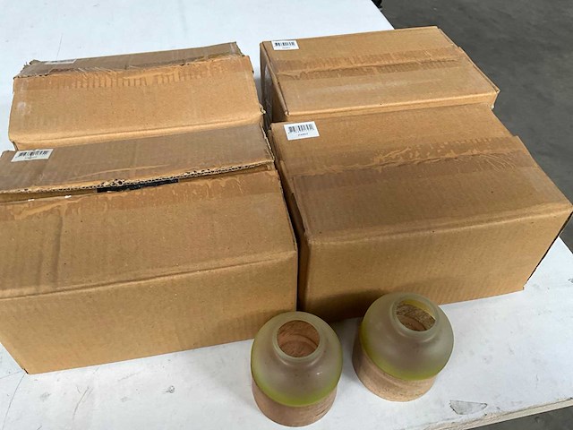 Fair trade theelichthouder hout/glas (16x) - afbeelding 4 van  5