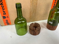 Fair trade theelichthouder ‘wijnfles’ glas/hout ?7 x 23cm hoog (102x) - afbeelding 5 van  7