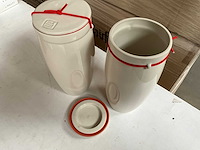 Fair trade voorraadpot ‘cha’ keramiek cremè hoogte +/- 25cm (192x) - afbeelding 5 van  8
