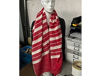 Fair trade warme sjaal rood/wit (39x) - afbeelding 1 van  8