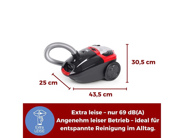 Fakir red vac power vac stofzuiger met zak, 700 w, staande stofzuiger - afbeelding 2 van  6