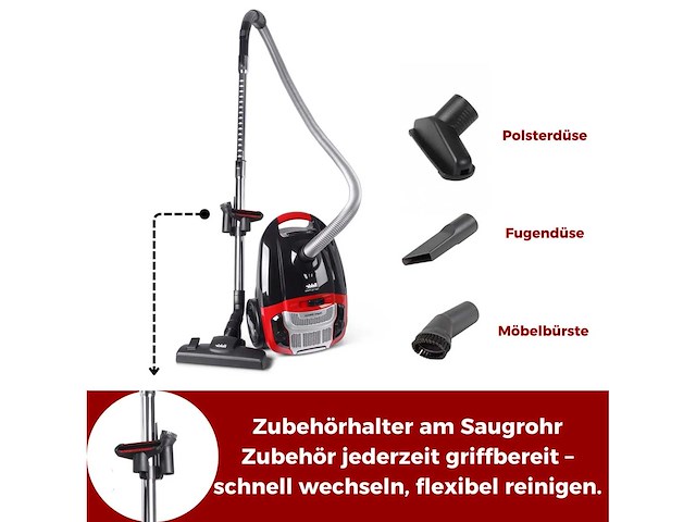 Fakir red vac power vac stofzuiger met zak, 700 w, staande stofzuiger - afbeelding 4 van  6