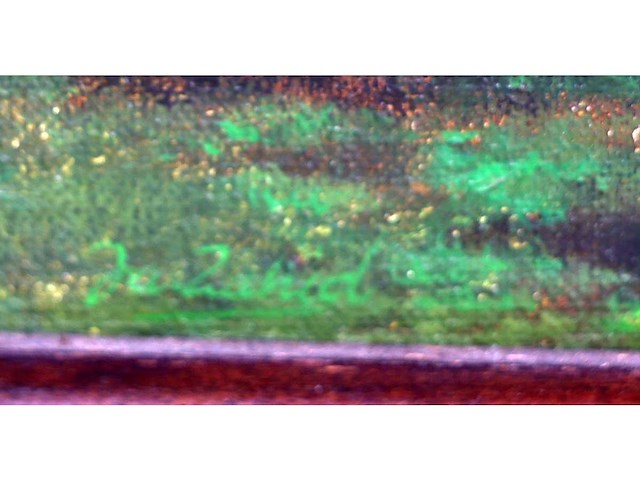 Farzand ali zahid - weiland met knotwilgen aan beek - olie op doek - afbeelding 4 van  5