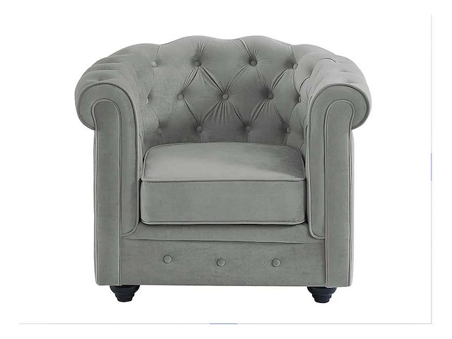 Fauteuil - lichtgrijs fluweel - afbeelding 2 van  6