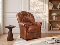 Fauteuil 100% bruin buffelleer